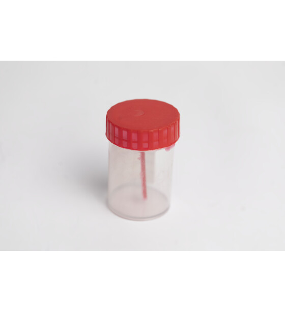 غطاء للمواد الحيوية مع ملعقة، معقم، قابل للتصرف 60 مل urine