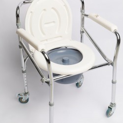 COMMODE CHAIR WHITE with wheel