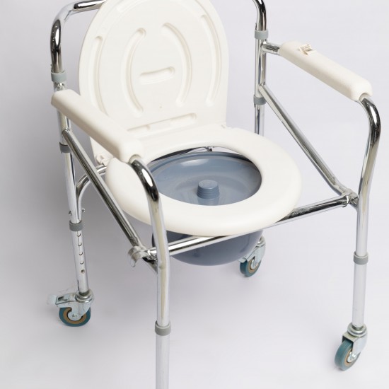 كرسي كومود أبيض  عجلة