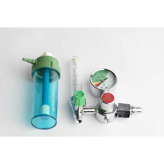 Oxygen Regulator With Humidifier Bottle and Pipe